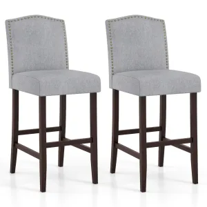Giantex 30" Bar Stools Set of 2/4, Upholstered Bar Height Bar Chairs with Back & Rubber Wood Legs kitchen barstool, adjustable bar stool
