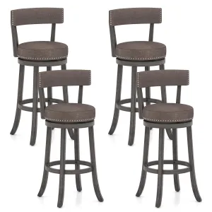 Giantex 31" Bar Stools Set, Swivel Bar Height Bar Chairs with Footrest, Rubber Wood Frame kitchen barstool, adjustable bar stool