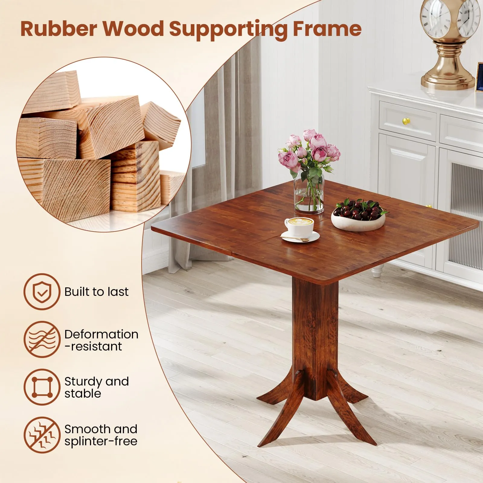 Giantex 33-Inch Square Dining Table for 2-4 People