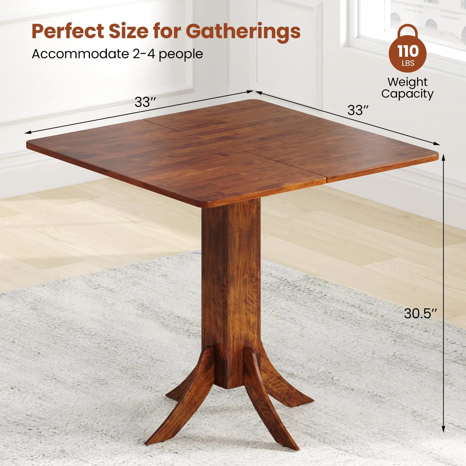 Giantex 33-Inch Square Dining Table for 2-4 People