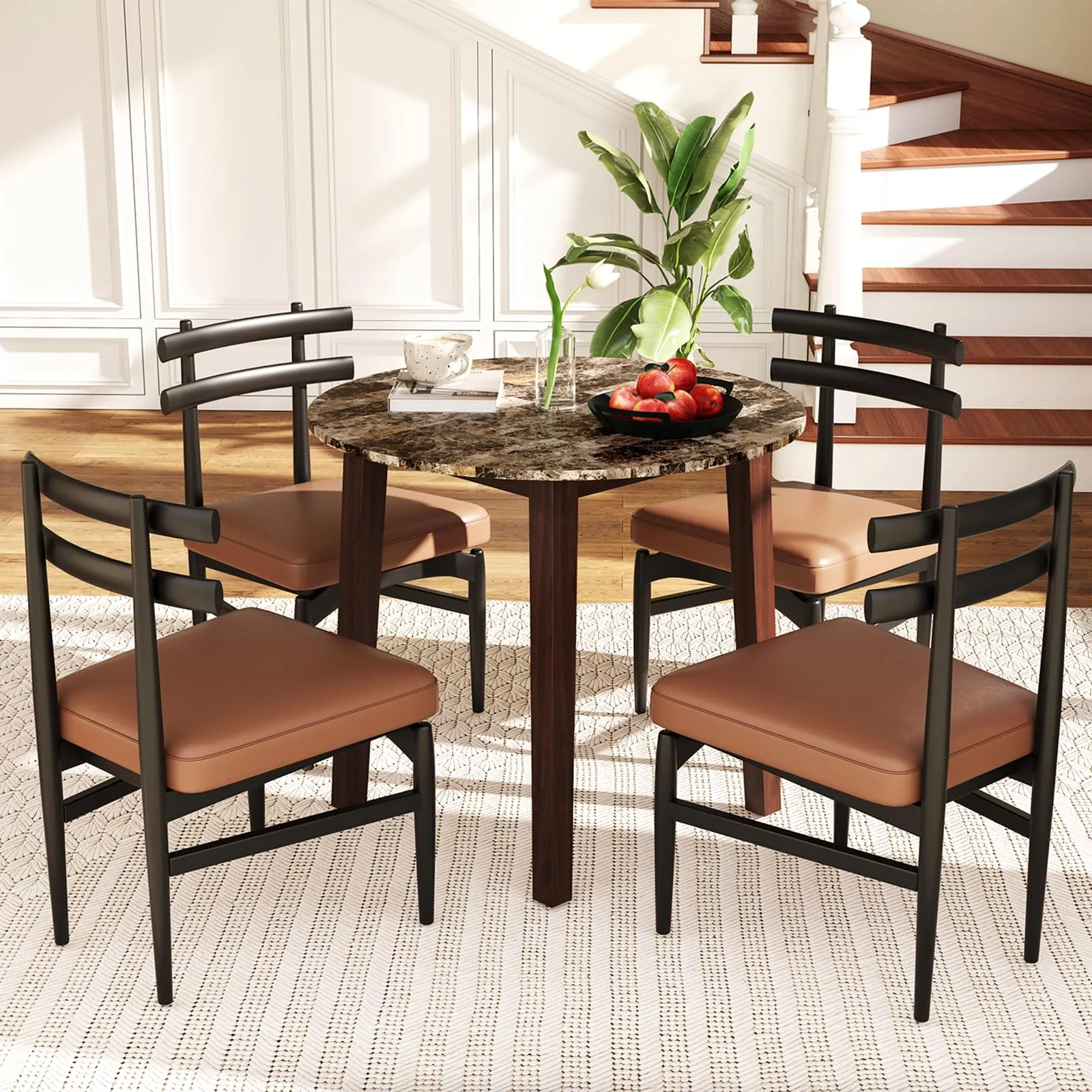 Giantex 35 Round Dining Table - Kitchen Table with Rubber Wood Legs
