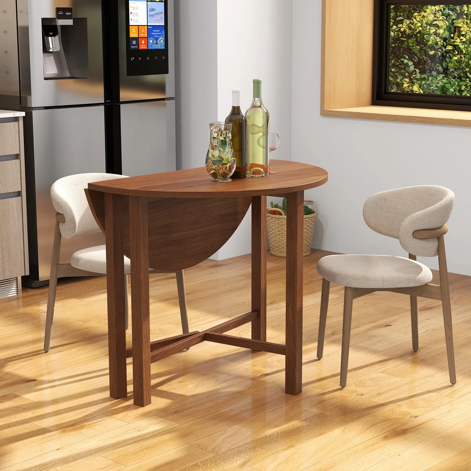 Giantex 35.5 Round Dining Table, Folding Kitchen Table for Small Spaces