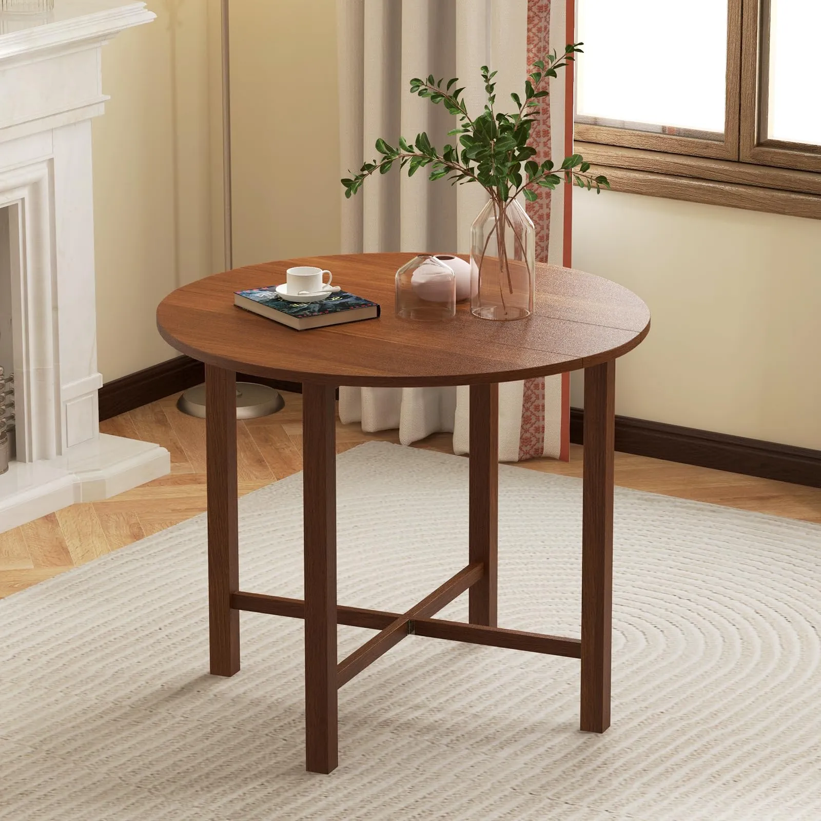 Giantex 35.5 Round Dining Table, Folding Kitchen Table for Small Spaces