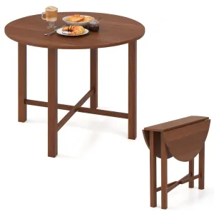 Giantex 35.5 Round Dining Table, Folding Kitchen Table for Small Spaces farmhouse dining table, extendable dining table