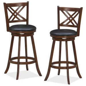 Giantex 360 Swivel Barstools Set of 2, 29"/24" Bar Height Bar Chairs with Back & Footrest, Espresso kitchen barstool, adjustable bar stool