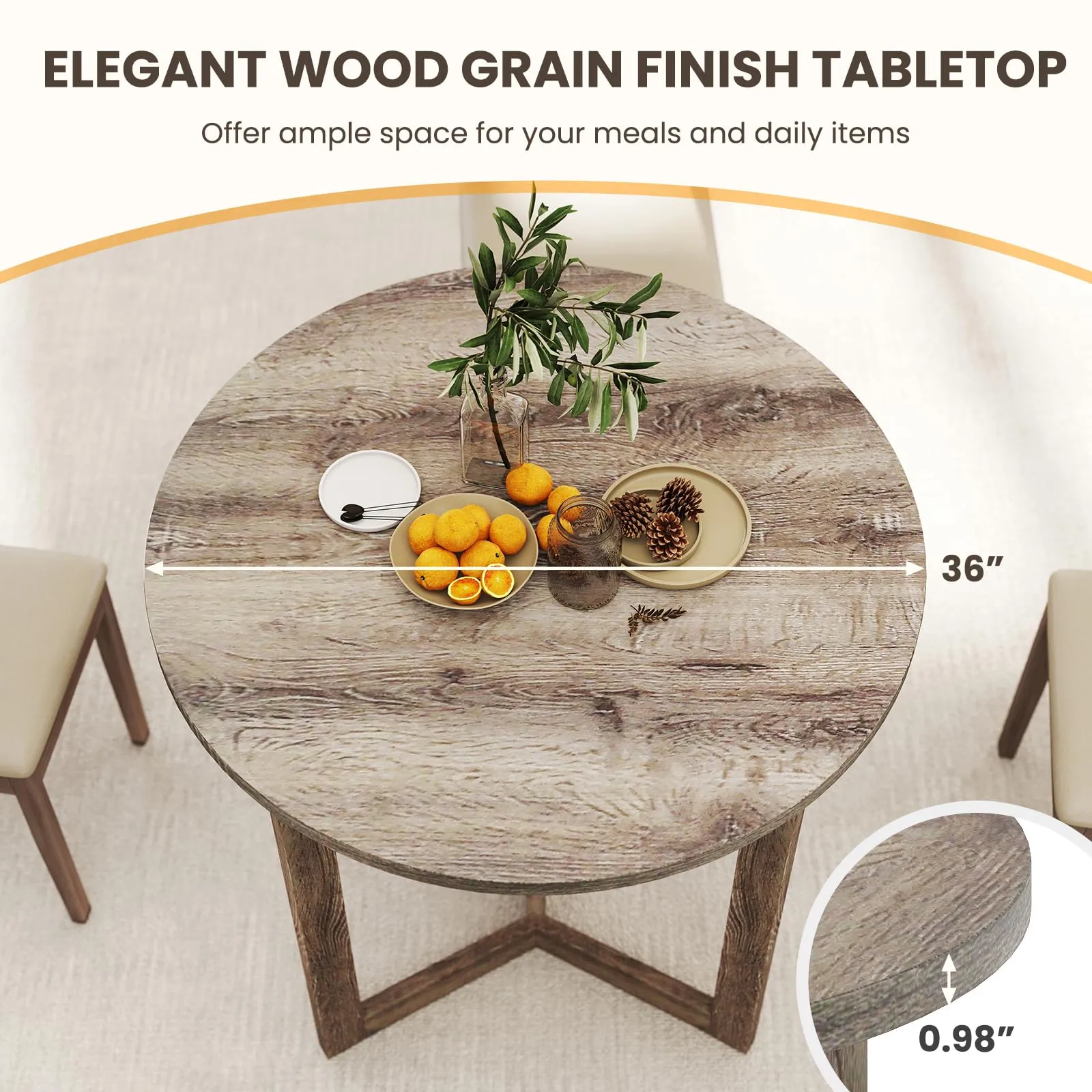 Giantex 36" Round Dining Table for 4