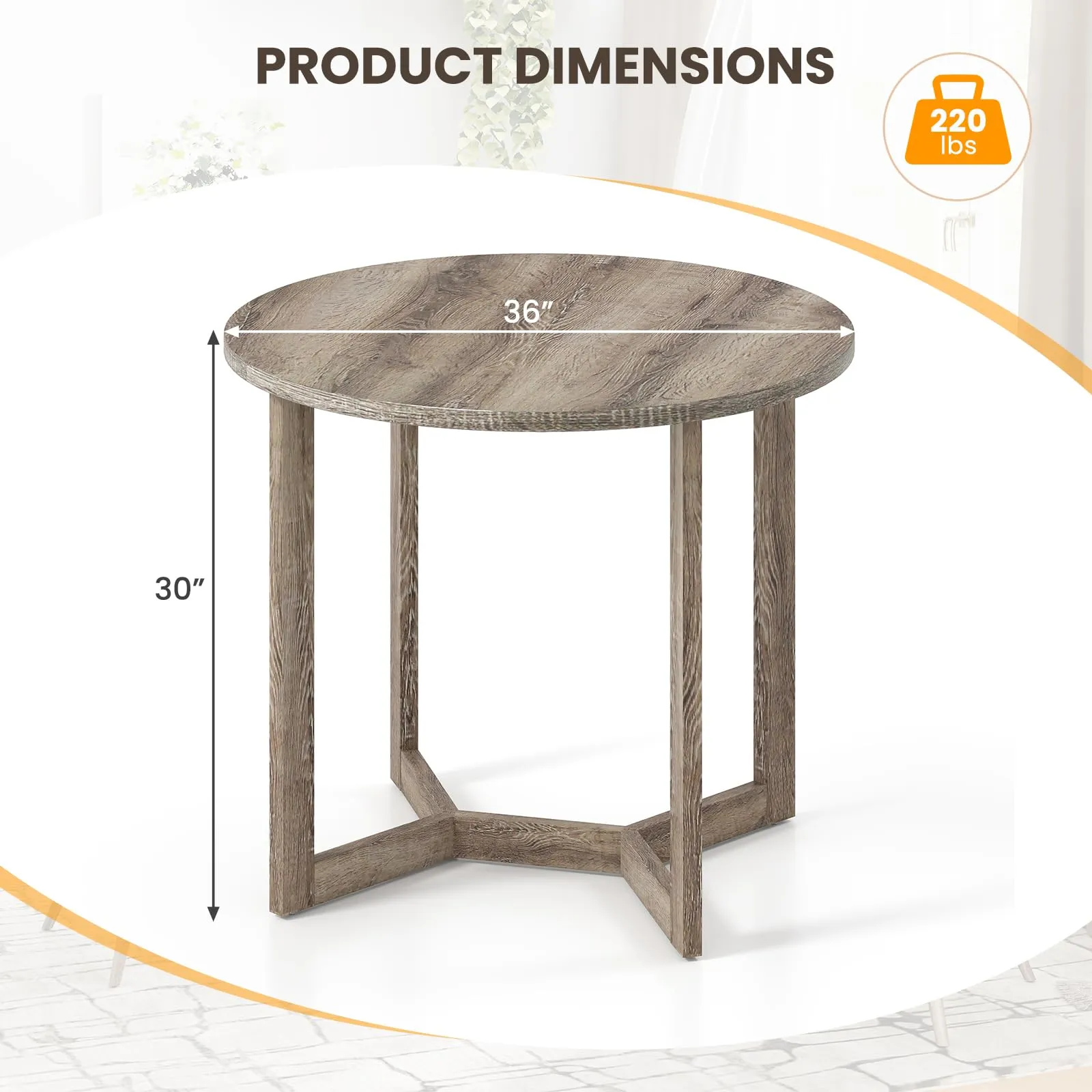 Giantex 36" Round Dining Table for 4