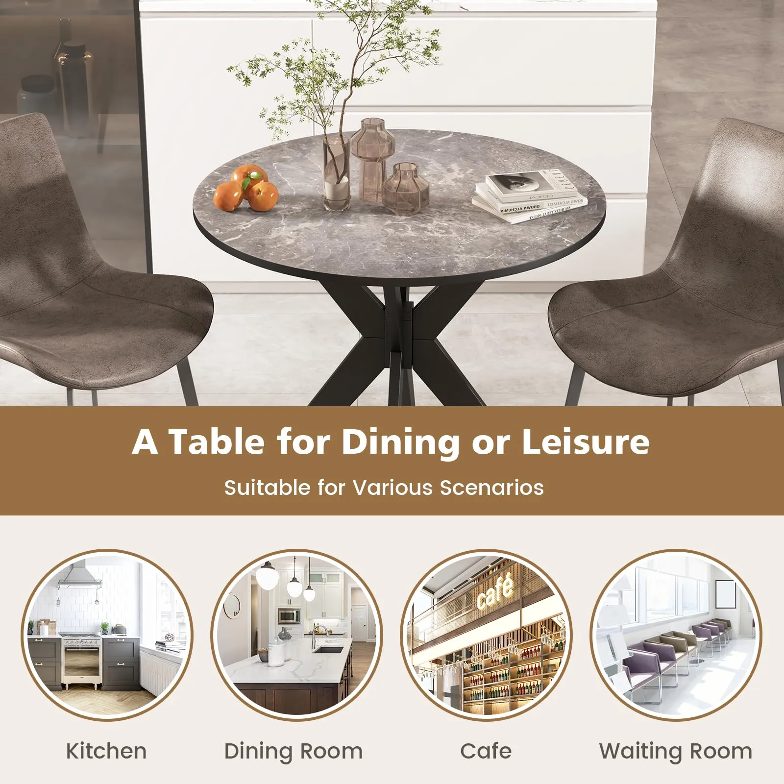 Giantex 36" Round Wood Dining Table