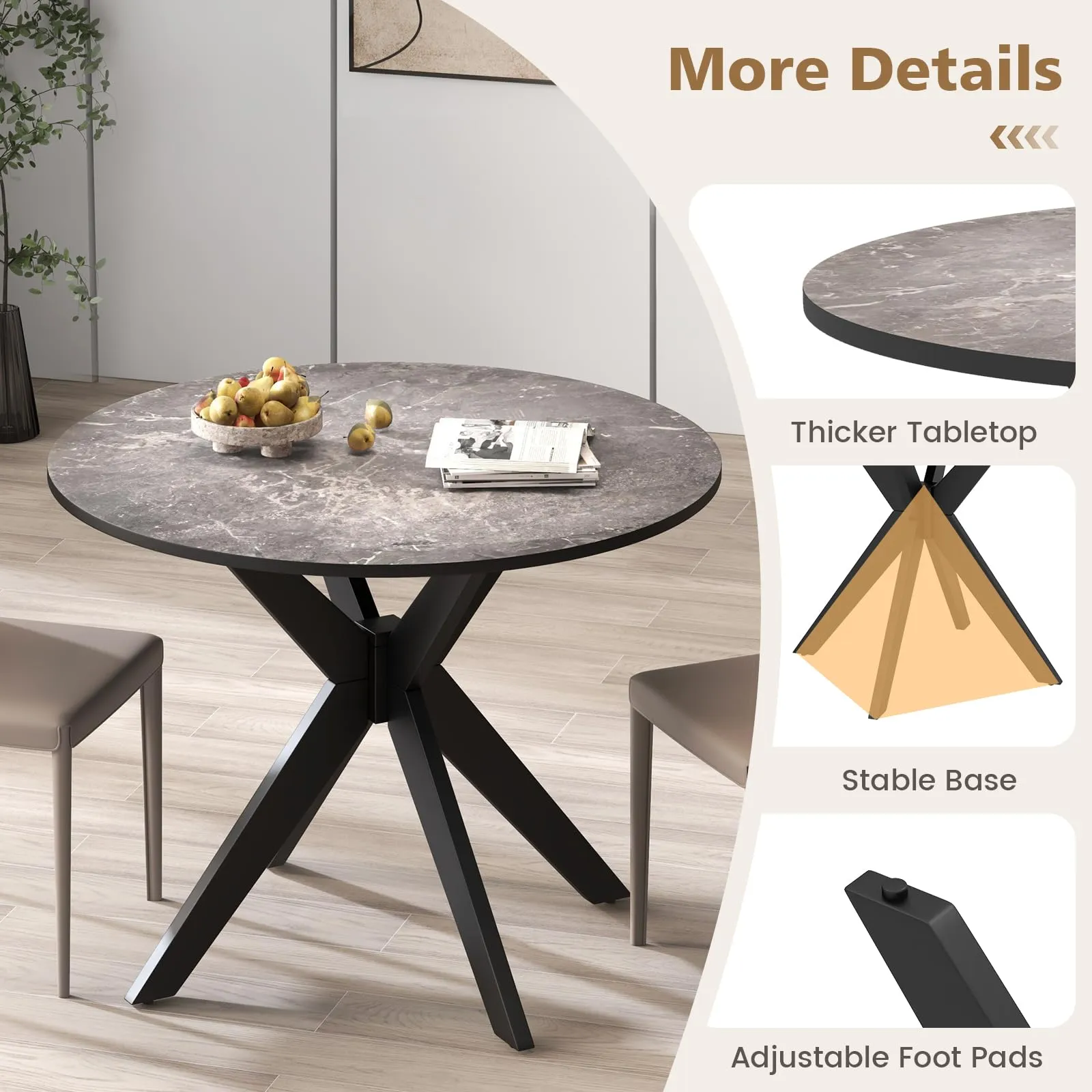 Giantex 36" Round Wood Dining Table