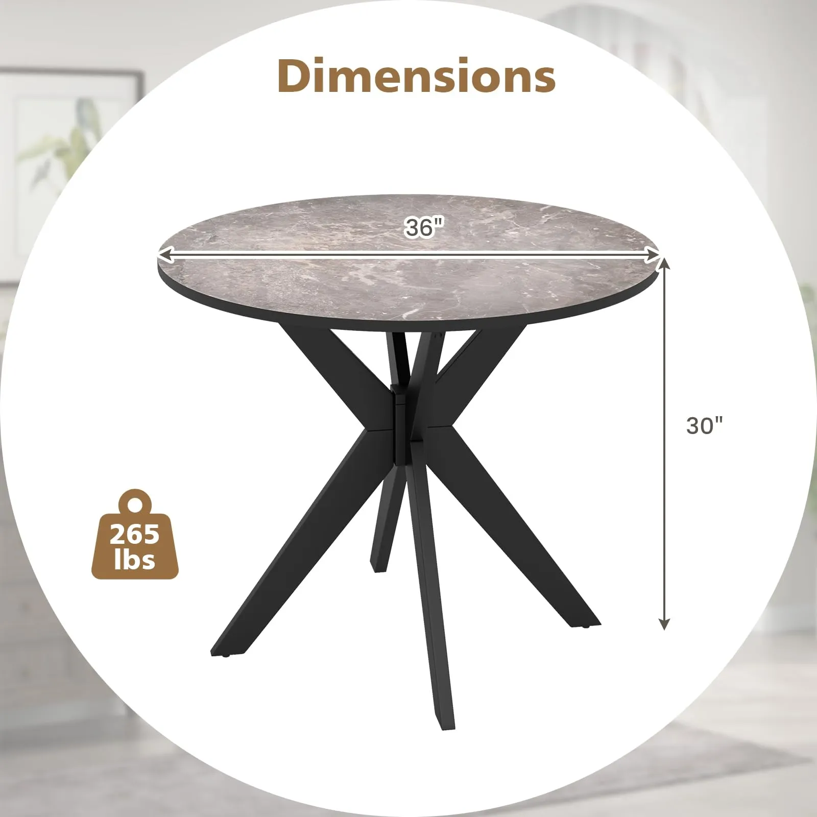 Giantex 36" Round Wood Dining Table