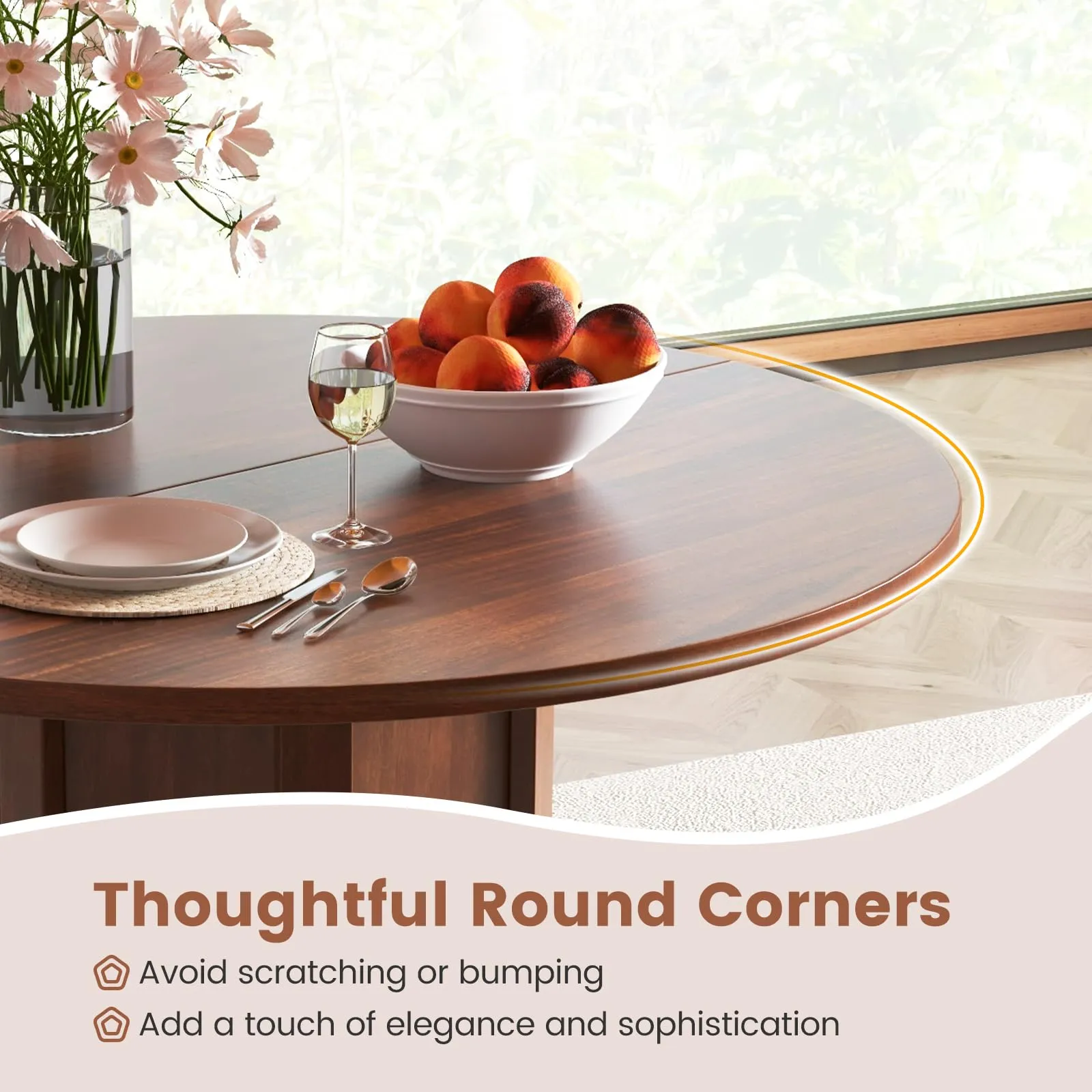 Giantex 42 Round Dining Table, Modern Kitchen Table with Pedestal Base, Solid Wood Frame