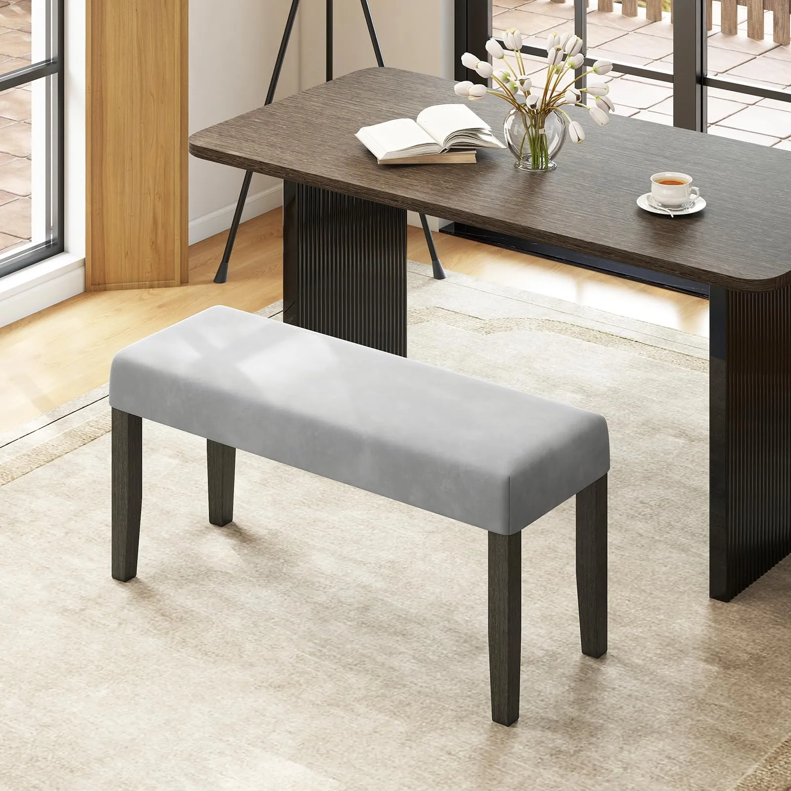 Giantex 42" Upholstered Dining Bench with Velvet Padded Seat