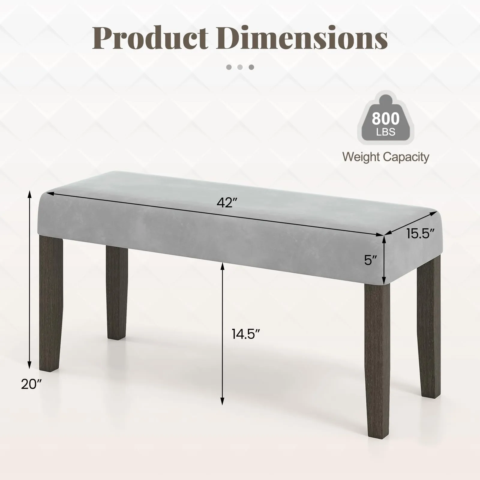 Giantex 42" Upholstered Dining Bench with Velvet Padded Seat