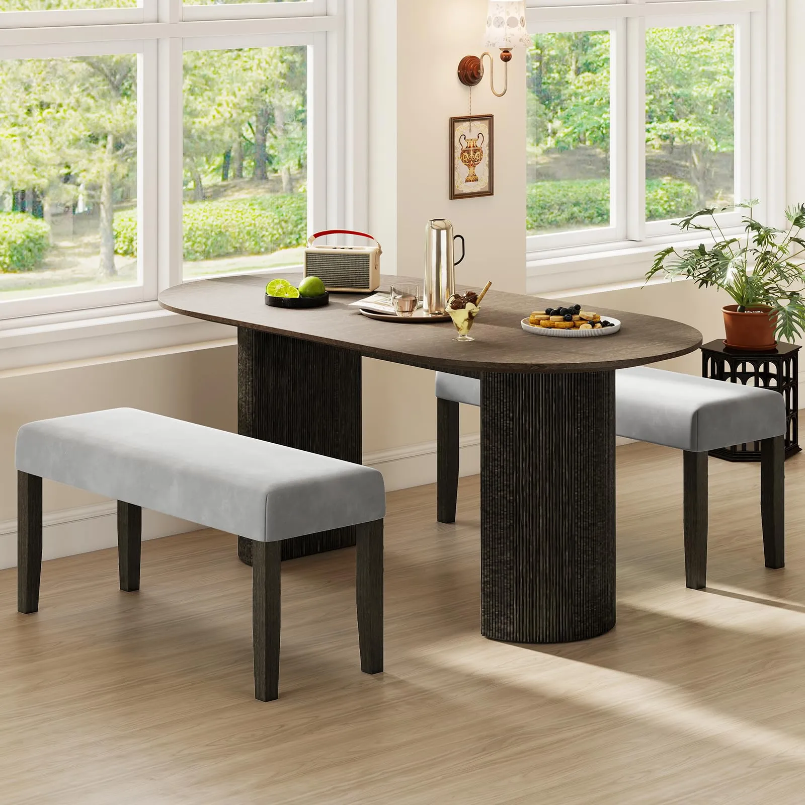 Giantex 42" Upholstered Dining Bench with Velvet Padded Seat