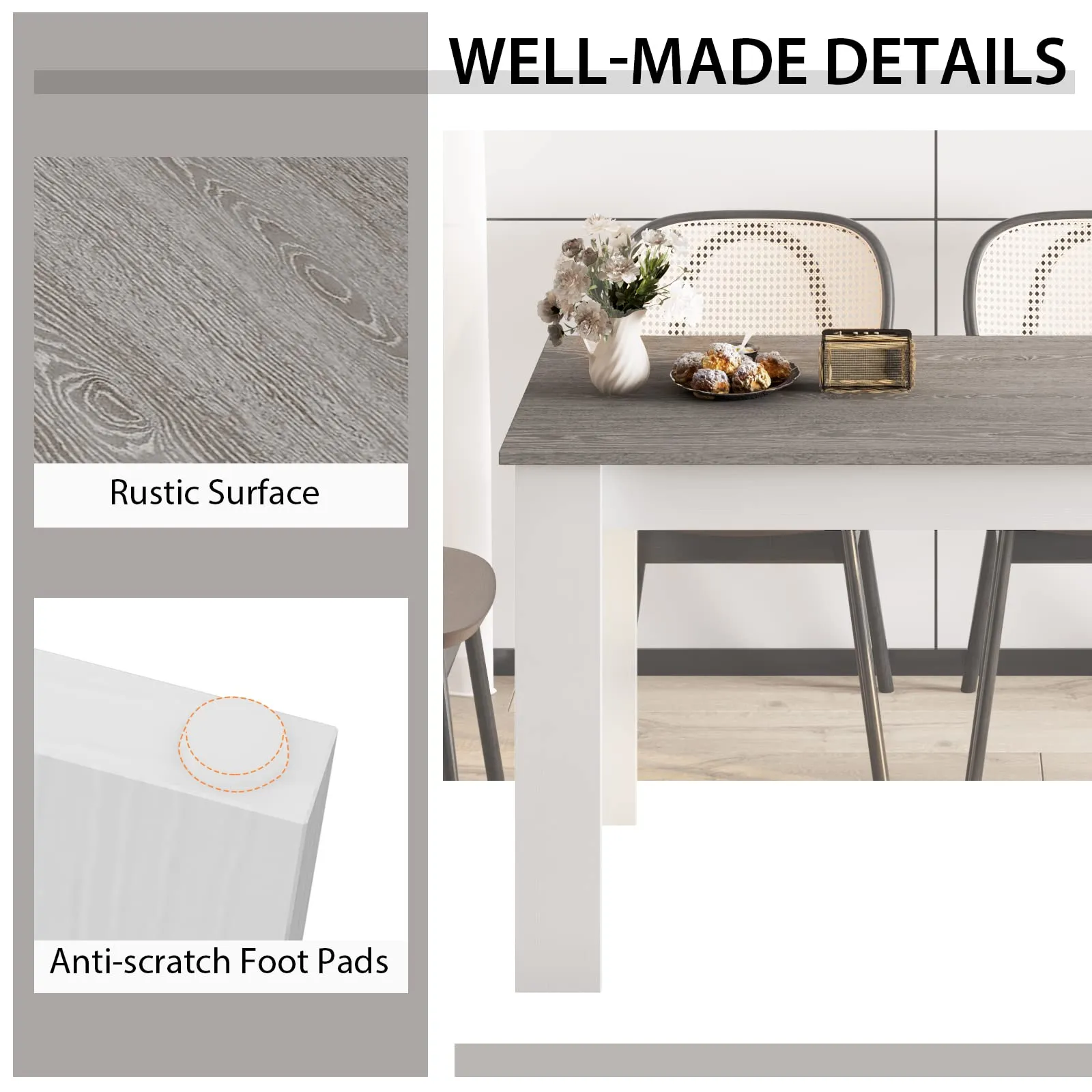 Giantex 47 Inch Dining Table, Kitchen Table for Small Spaces, Modern Rectangular Dinner Table
