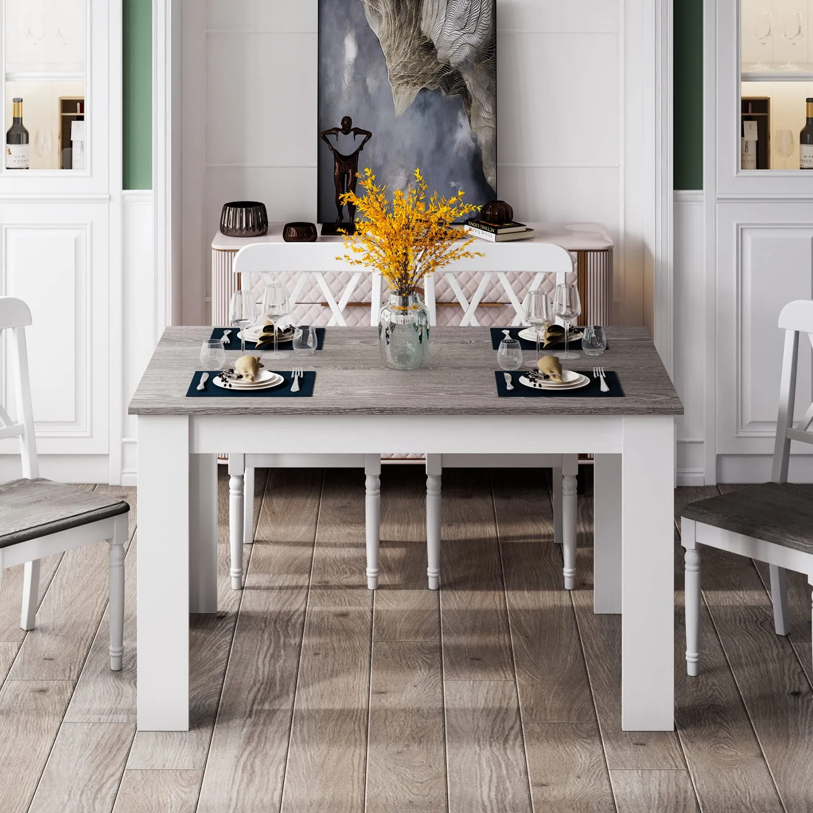 Giantex 47 Inch Dining Table, Kitchen Table for Small Spaces, Modern Rectangular Dinner Table