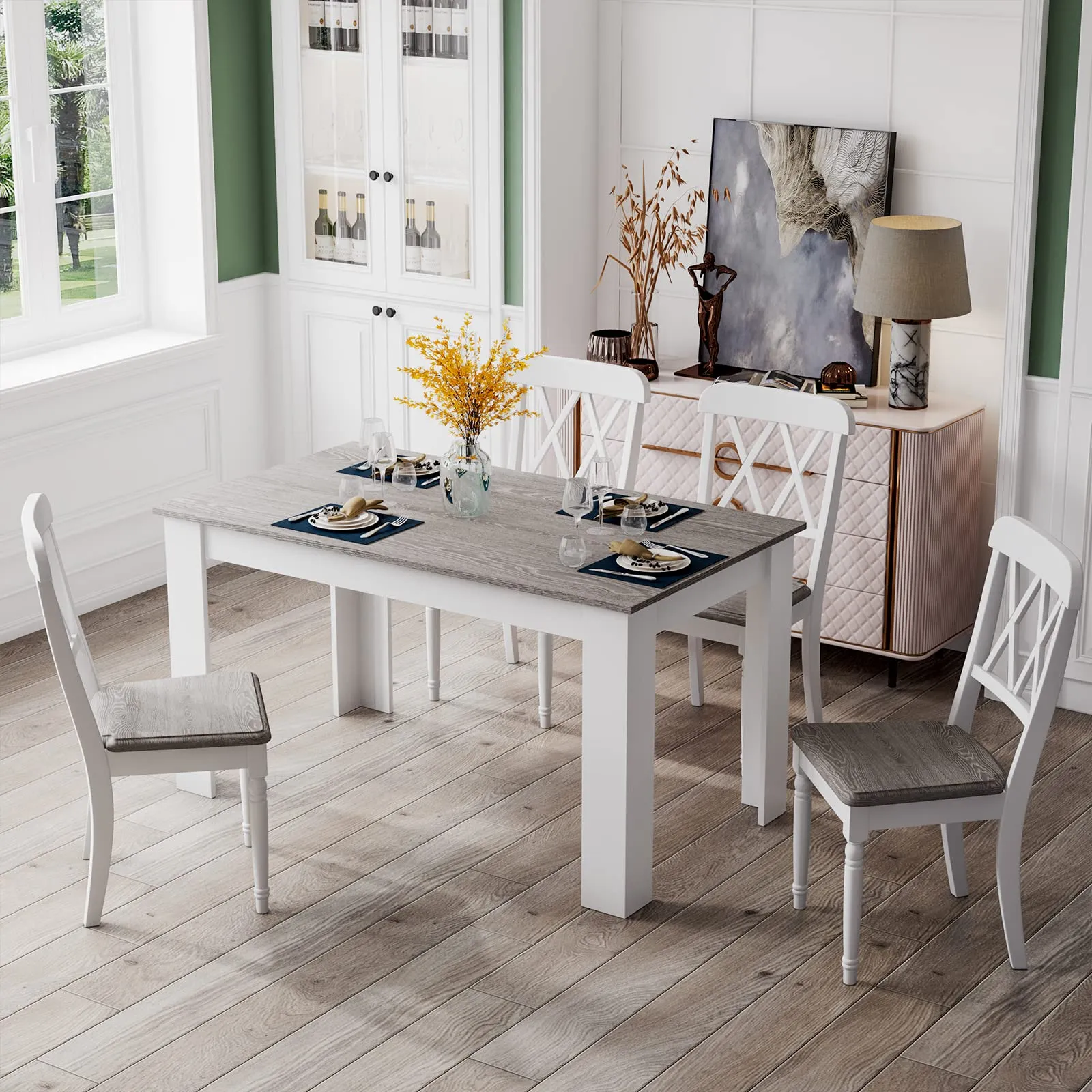 Giantex 47 Inch Dining Table, Kitchen Table for Small Spaces, Modern Rectangular Dinner Table