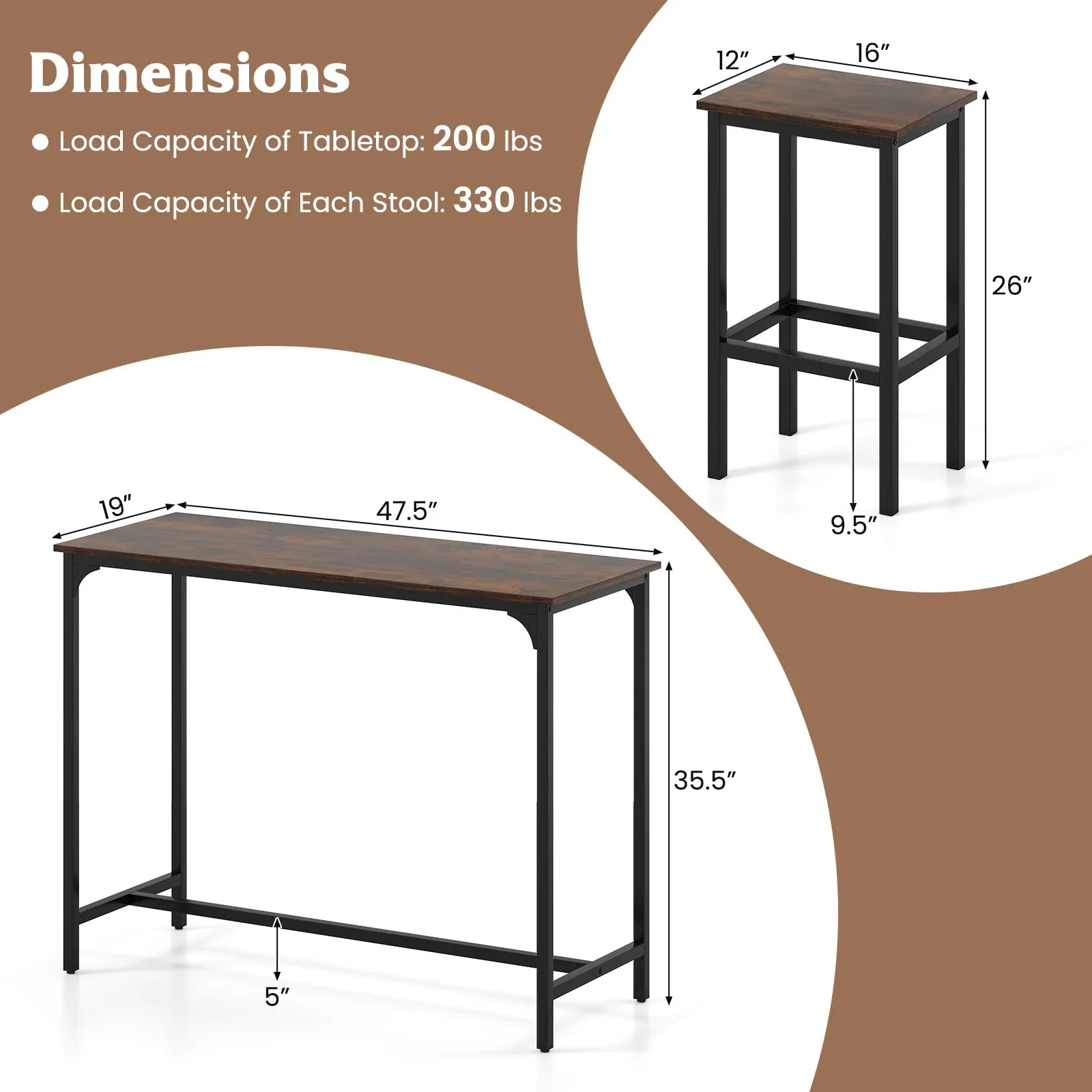 Giantex 47.5" Dining Table Set