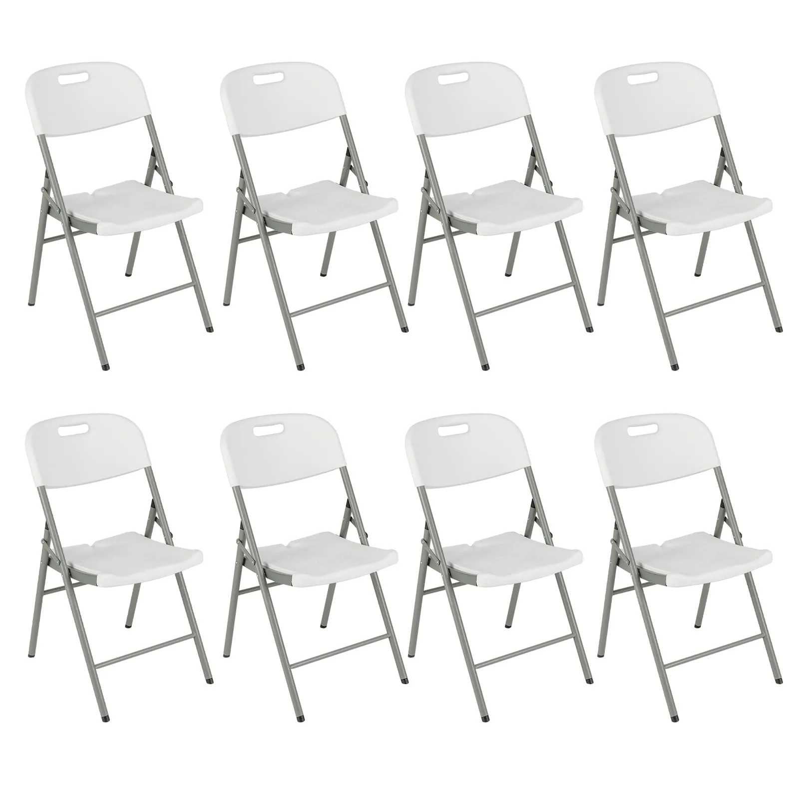 Giantex 4/8/12-Pack Plastic Folding Chairs, HDPE Waiting Room Chairs w/Metal Frame