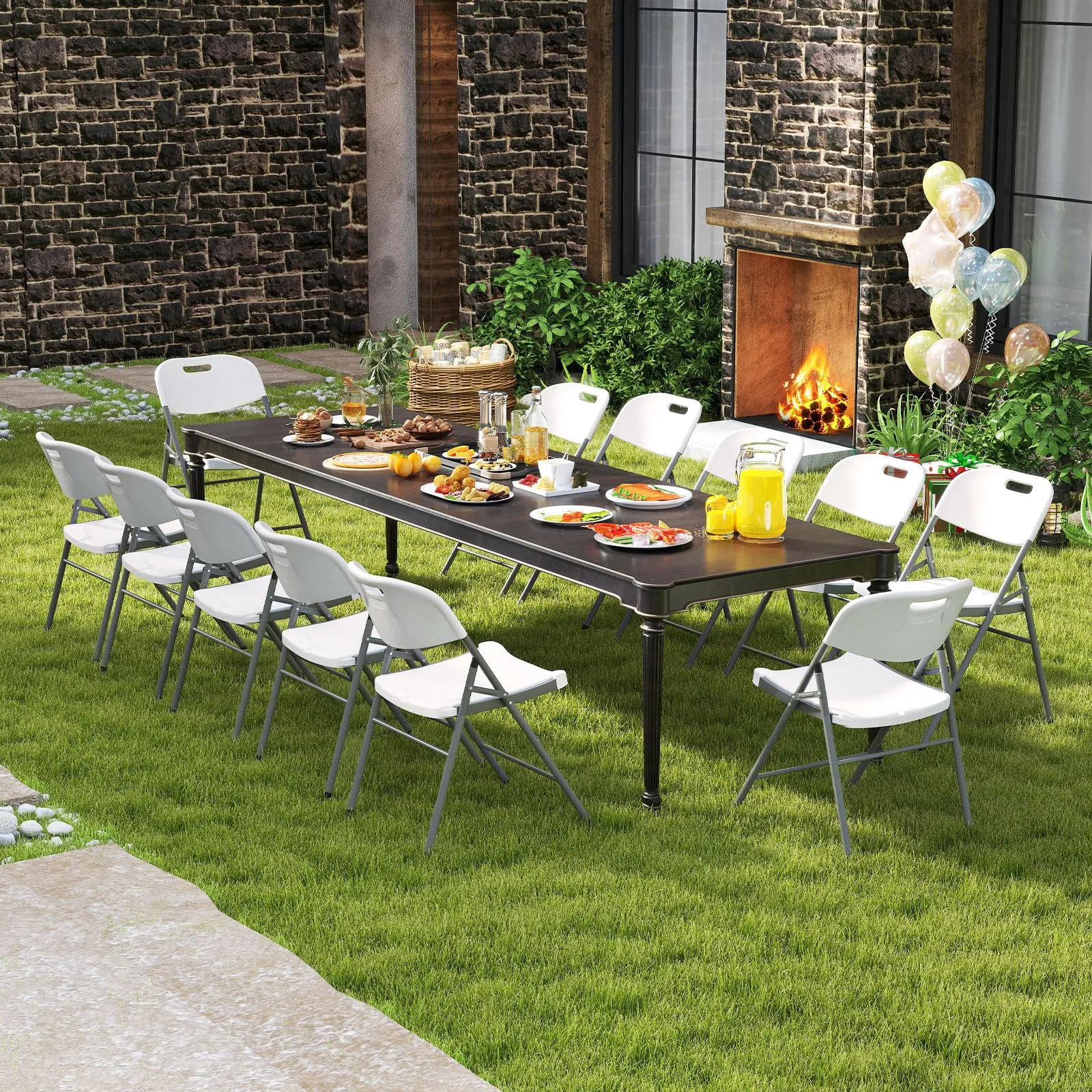 Giantex 4/8/12-Pack Plastic Folding Chairs, HDPE Waiting Room Chairs w/Metal Frame