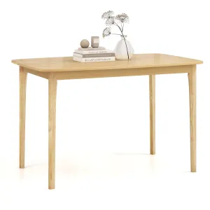 Giantex 48" L Rectangular Wooden Dining Table, Solid Rubber Wood Kitchen Table (Natural) farmhouse dining table, extendable dining table