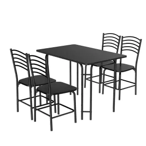Giantex 5 PCS Dining Table Set 4 Person, Modern Kitchen Table and 4 Chairs,Black tablecloth, dining table