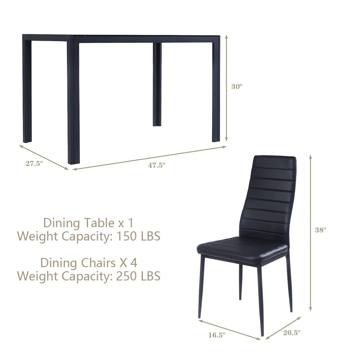 Giantex 5 Pcs Dining Table Set for 4