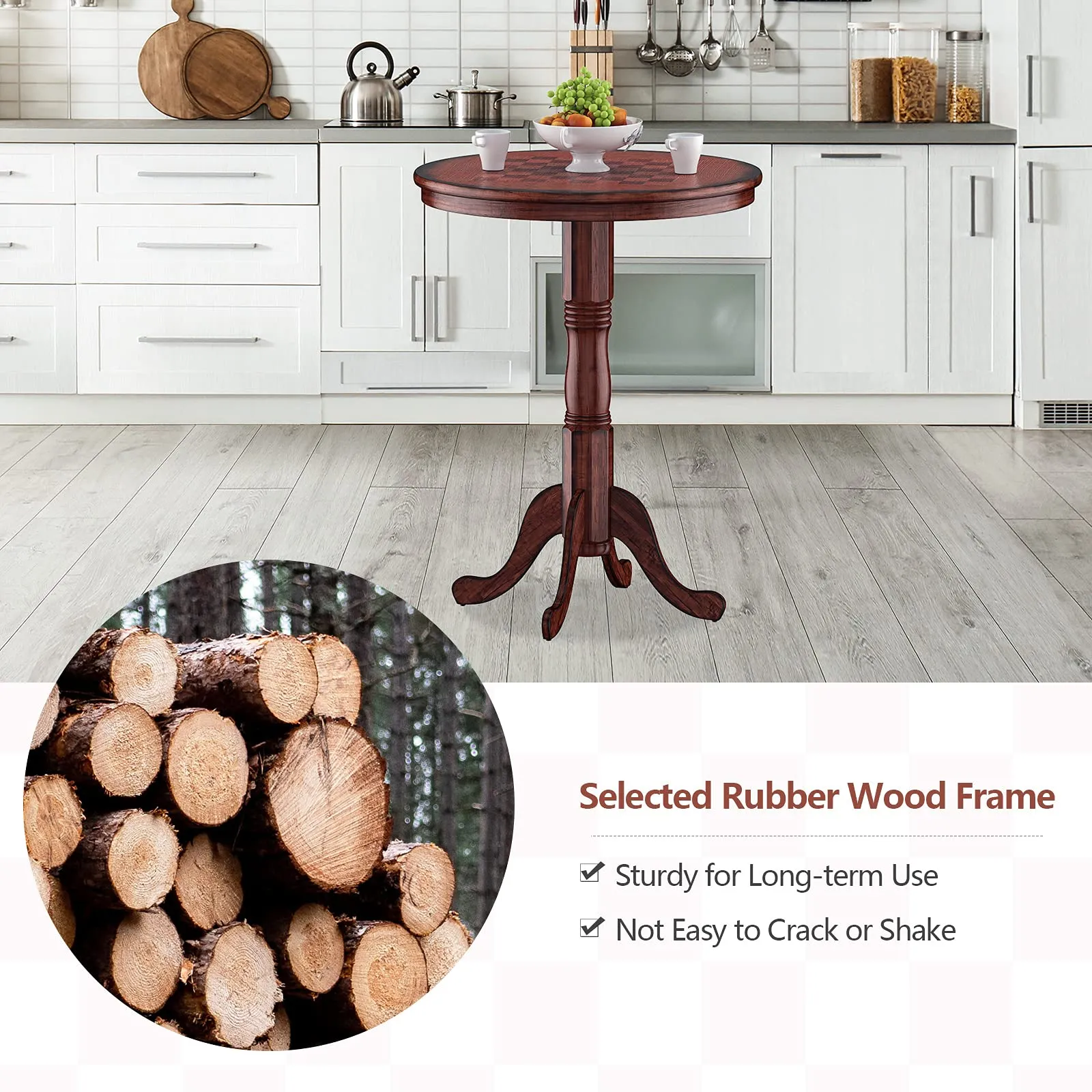 Giantex 5 Pcs Pub Table Set, Wooden Pub Pedestal Side Table w/Stable Base