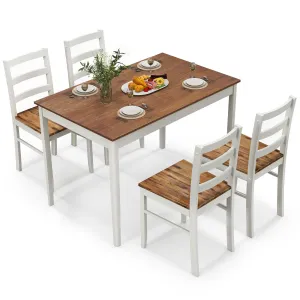 Giantex 5-Piece Dining Set of 4, Solid Wood Rectangular Table & 4 Chairs tablecloth, dining table