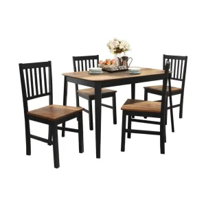Giantex 5 Piece Dining Set with 4 Chairs,Dining Kitchen Table Set for 4 Person (Walnut & Black) tablecloth, dining table