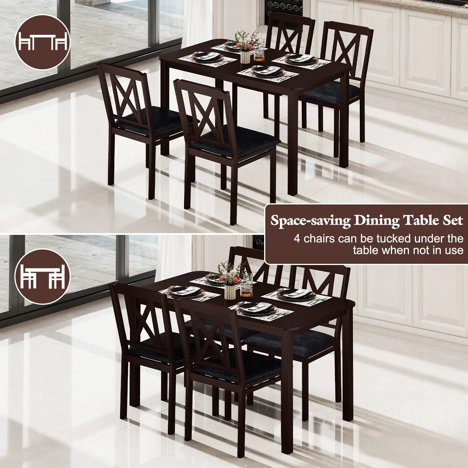 Giantex 5-Piece Dining Table Set for 4, 47" Rectangular Kitchen Table & 4 Chairs