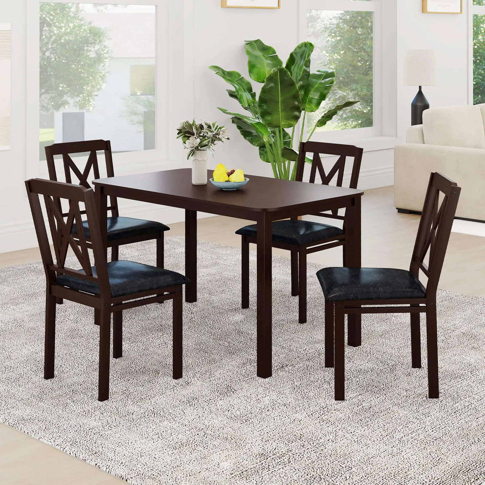Giantex 5-Piece Dining Table Set for 4, 47" Rectangular Kitchen Table & 4 Chairs