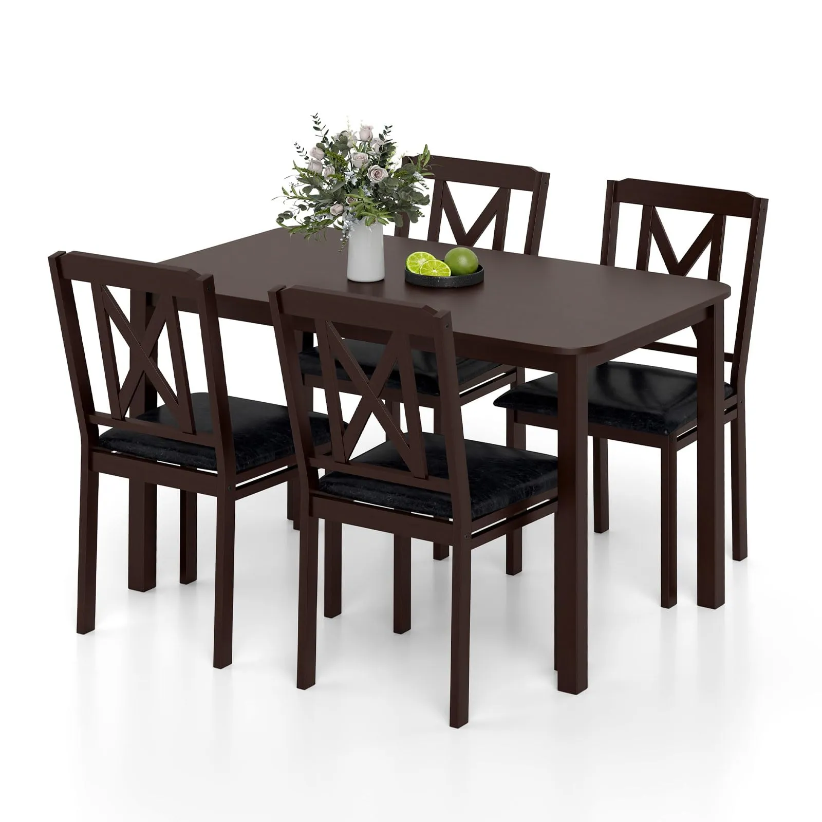 Giantex 5-Piece Dining Table Set for 4, 47" Rectangular Kitchen Table & 4 Chairs tablecloth, dining table