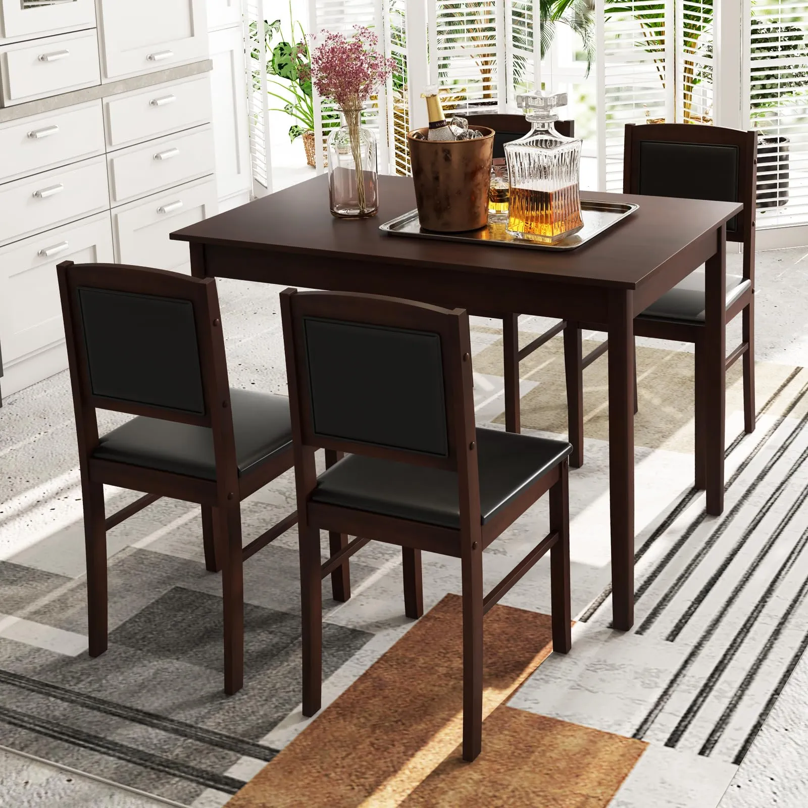 Giantex 5-Piece Dining Table Set for 4 - Breakfast Nook Table Set with Kitchen Table