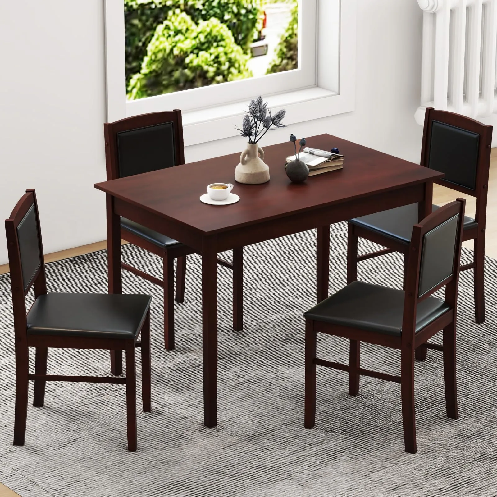Giantex 5-Piece Dining Table Set for 4 - Breakfast Nook Table Set with Kitchen Table