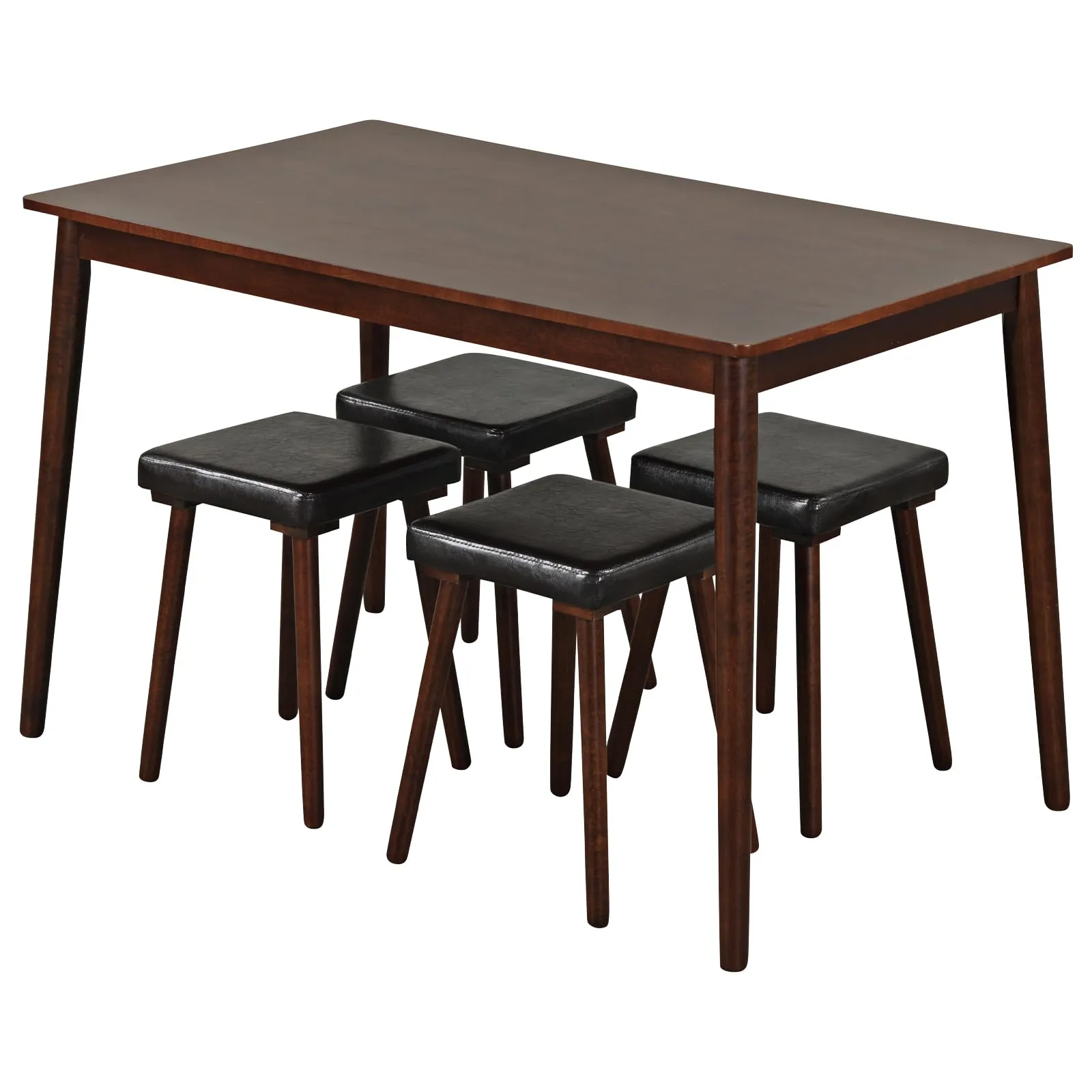 Giantex 5-Piece Dining Table Set for 4 - Dining Table with 4 Upholstered Stools, Rubber Wood Legs tablecloth, dining table