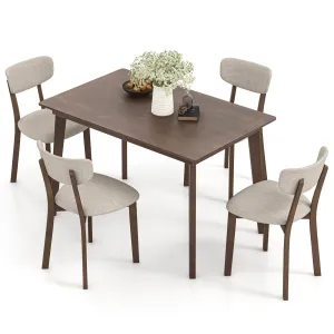 Giantex 5-Piece Dining Table Set for 4, Kitchen Table Set with 48 Dinner Table, Padded Seat, Rubber Wood Legs tablecloth, dining table