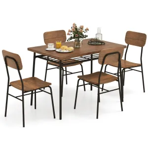 Giantex 5-Piece Dining Table Set, Kitchen Table Chairs Set with Dinner Table, Storage Rack, Metal Frame tablecloth, dining table