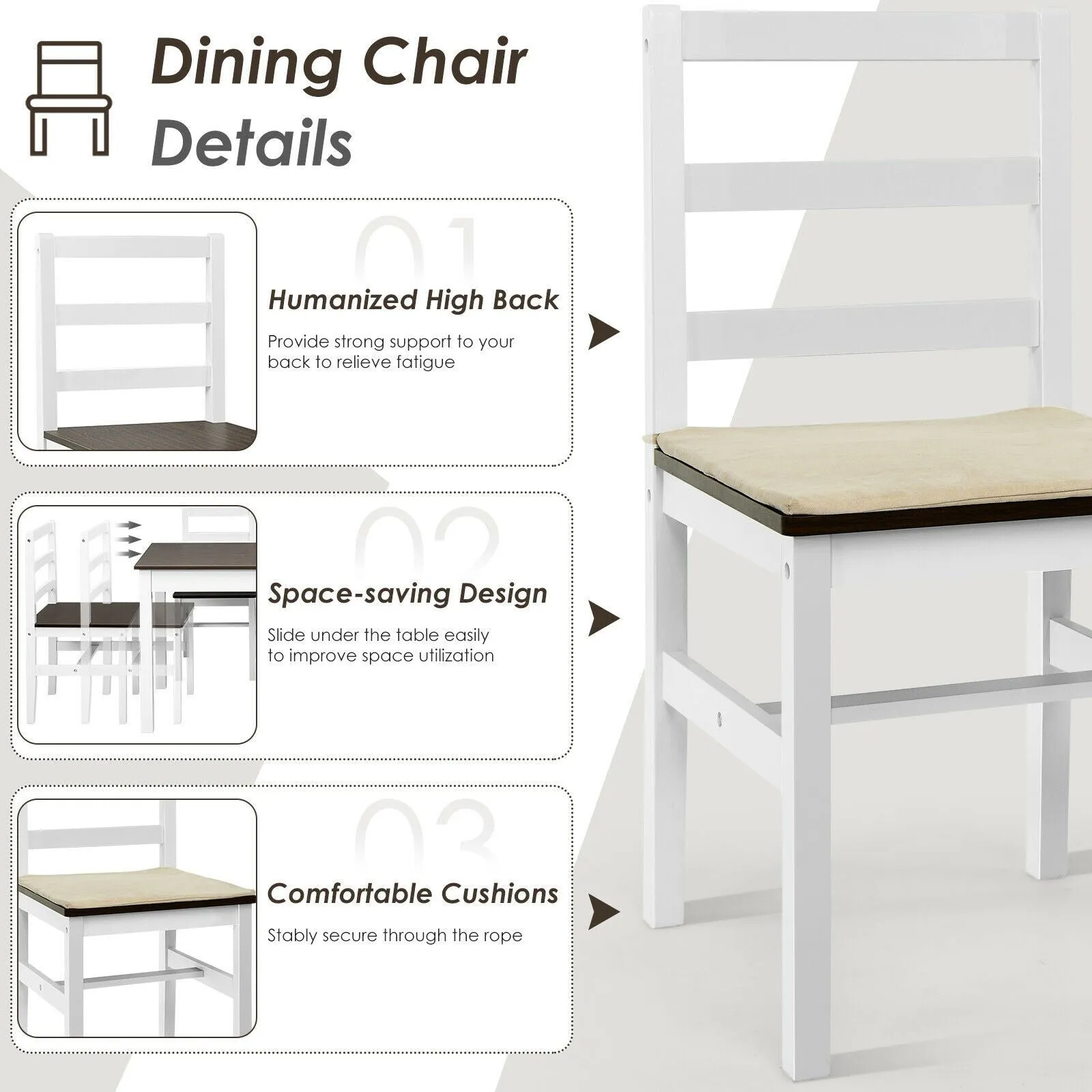 Giantex 5-Piece Dining Table Set, Rectangular Kitchen Table and Chairs Set (Walnut White)