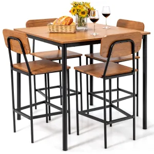 Giantex 5-Piece Dining Table Set W/Counter Height Table & 4 Bar Stools tablecloth, dining table