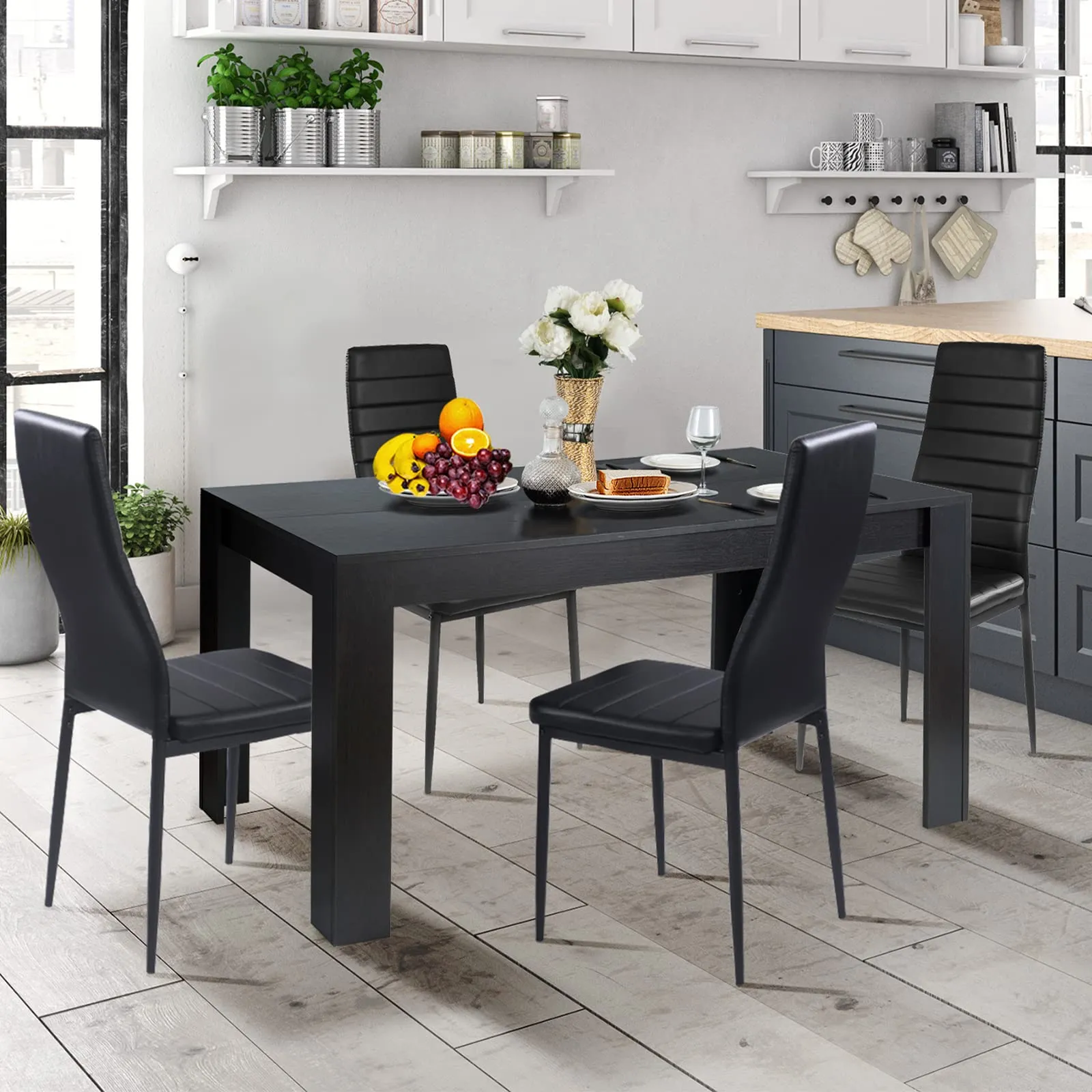 Giantex 5 Pieces Dining Table Set, Modern Kitchen Table Set tablecloth, dining table