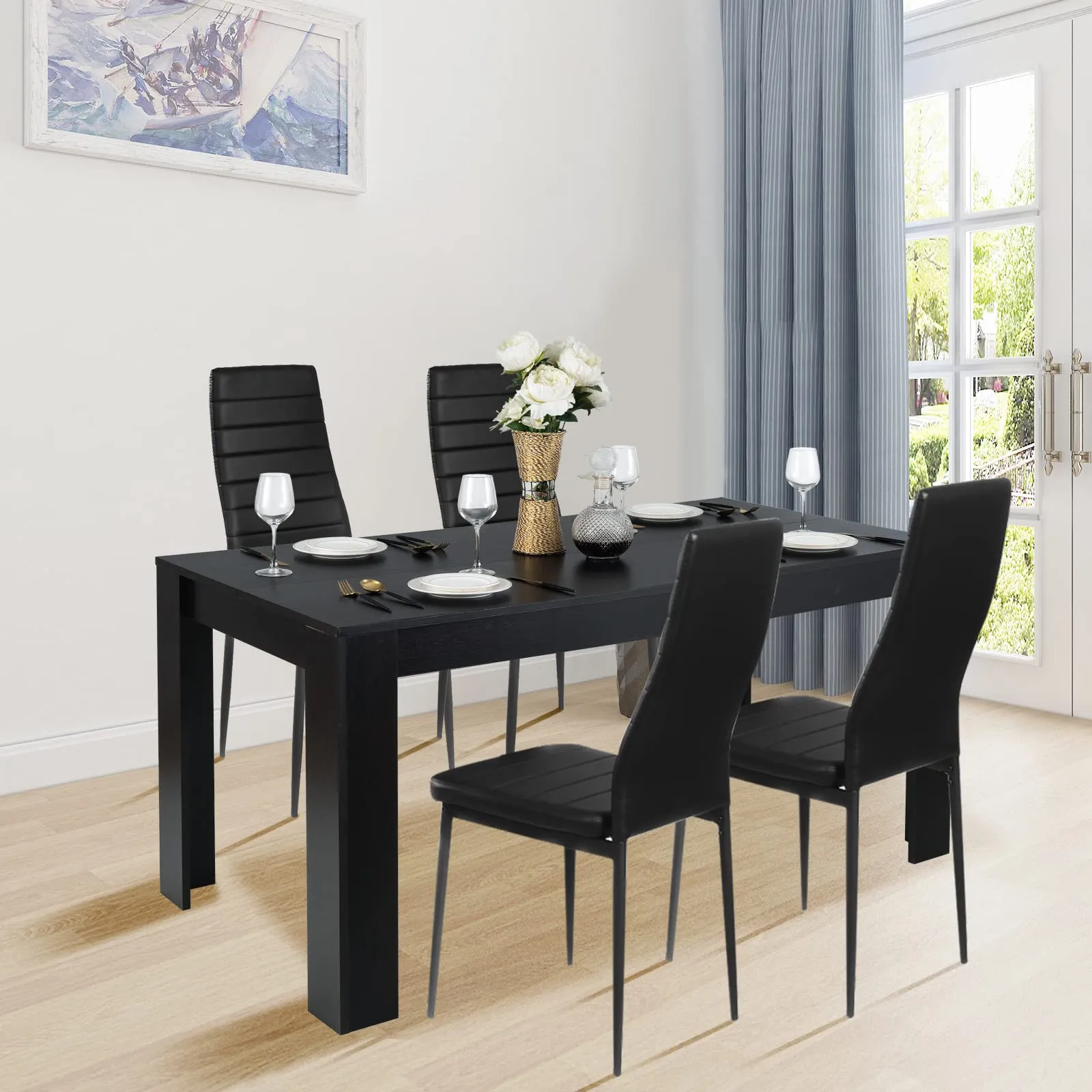 Giantex 5 Pieces Dining Table Set, Modern Kitchen Table Set