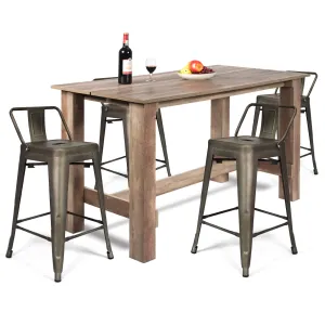 Giantex 5 Pieces Dining Table Set, Rectangular Counter Height Table w/ 4 Metal Bar Stools tablecloth, dining table