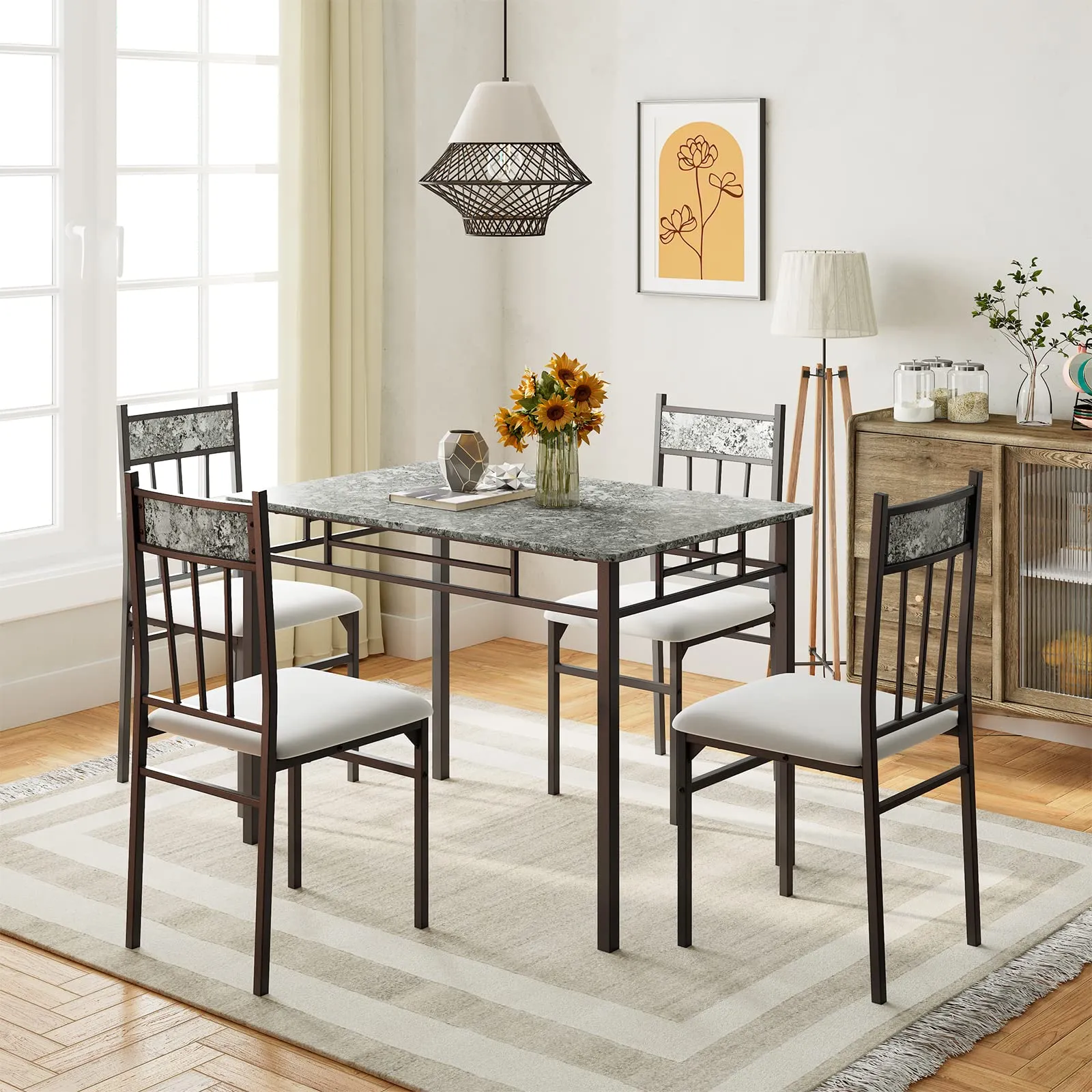Giantex 5 Pieces Dining Table Set tablecloth, dining table