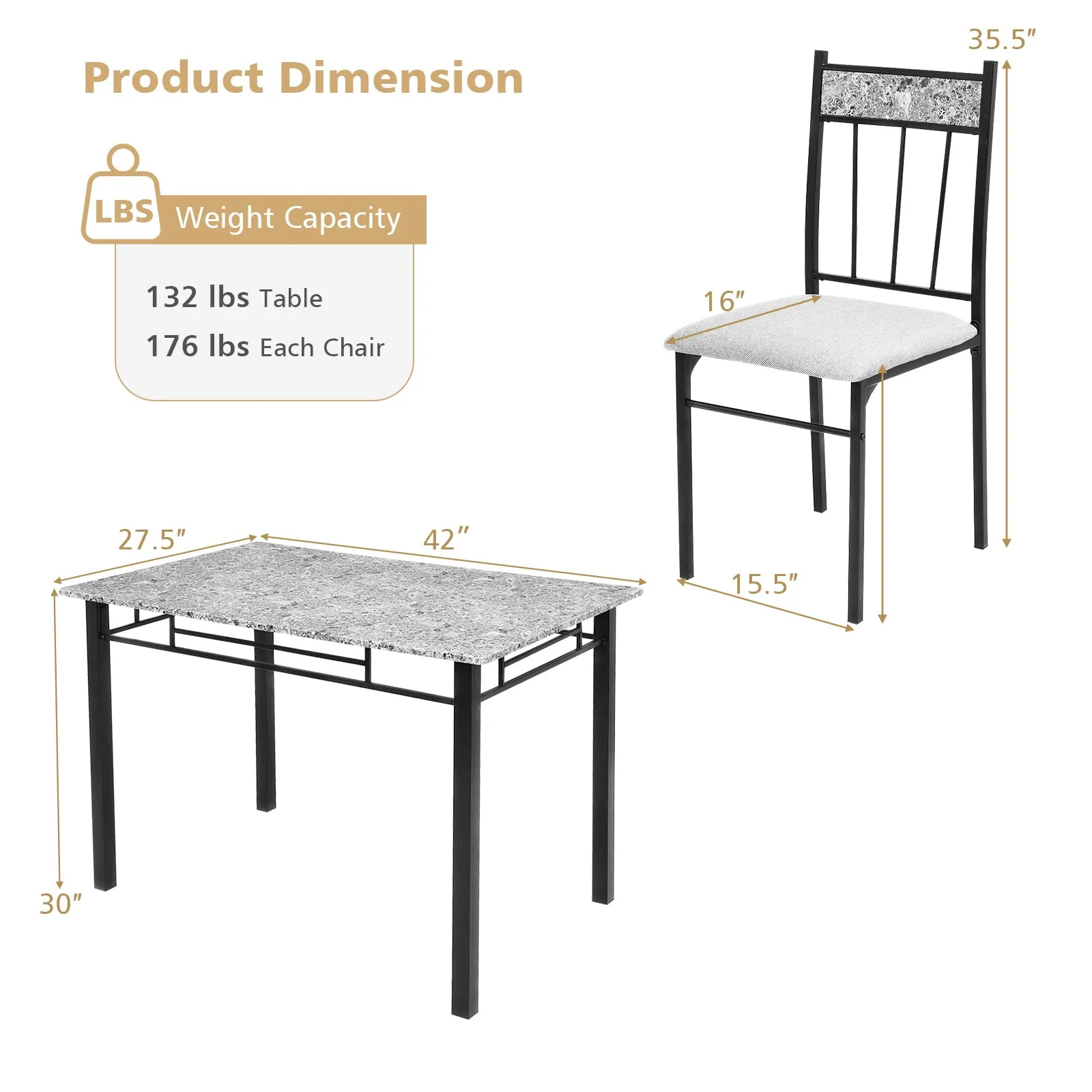 Giantex 5 Pieces Dining Table Set