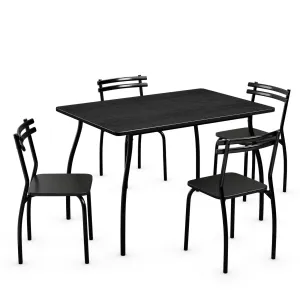 Giantex 5Pcs Dining Table Set for 4, Modern Metal and Wood Indoor Rectangular Dining Table Furniture tablecloth, dining table