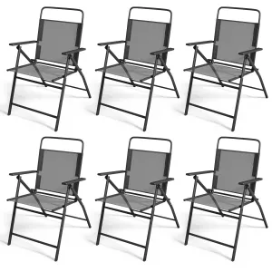 Giantex 6 Pieces Patio Folding Chairs, Outdoor Patio Chairs with Rustproof Metal Frame set of dining chairs, wooden chairs