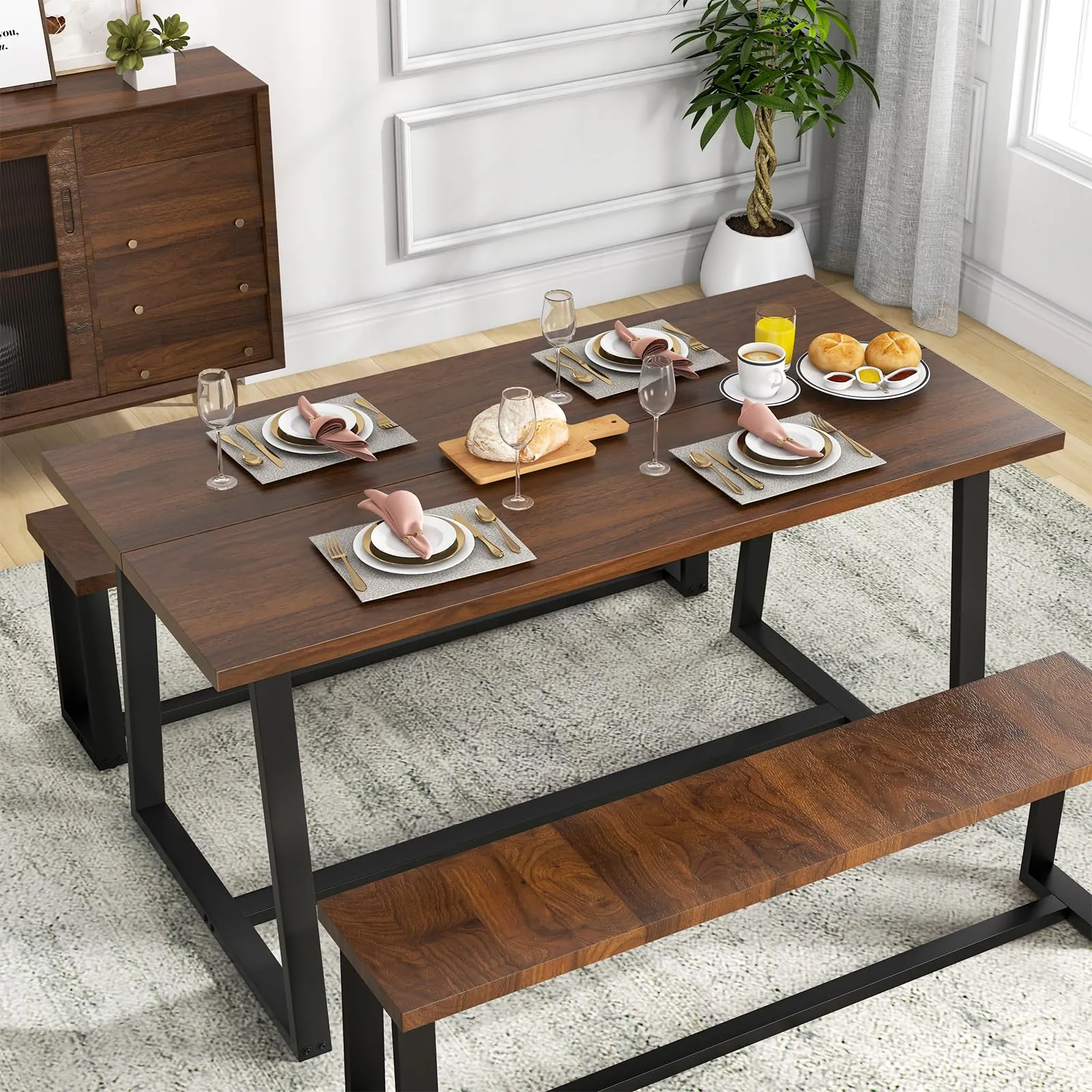 Giantex 63" Large Dining Table for 4-6