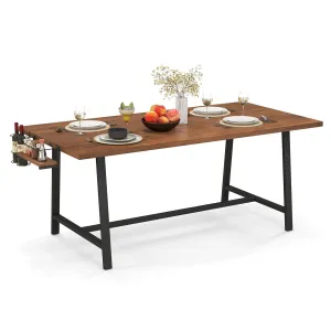 Giantex 72-Inch Dining Table for 5-7, Rectangular Kitchen Table with 2-Bottle Wine Rack farmhouse dining table, extendable dining table