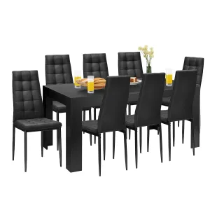Giantex 9 Pcs Dining Table Set, Wood Rectangular Table with 8 Upholstered Chairs Set tablecloth, dining table